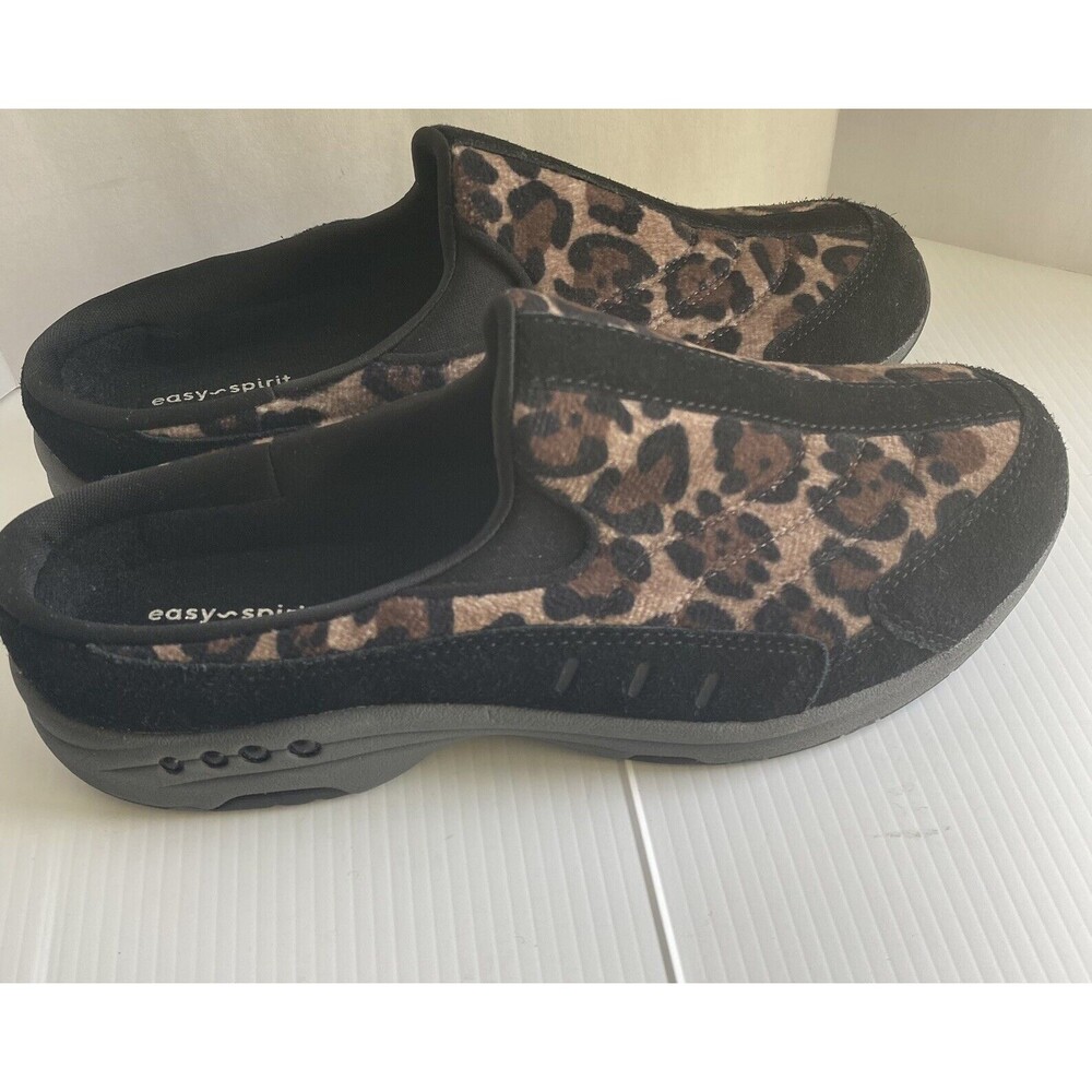 EASY Spirit Women's Sneaker Open Back Slip on   Leopard Print Sz 9 M